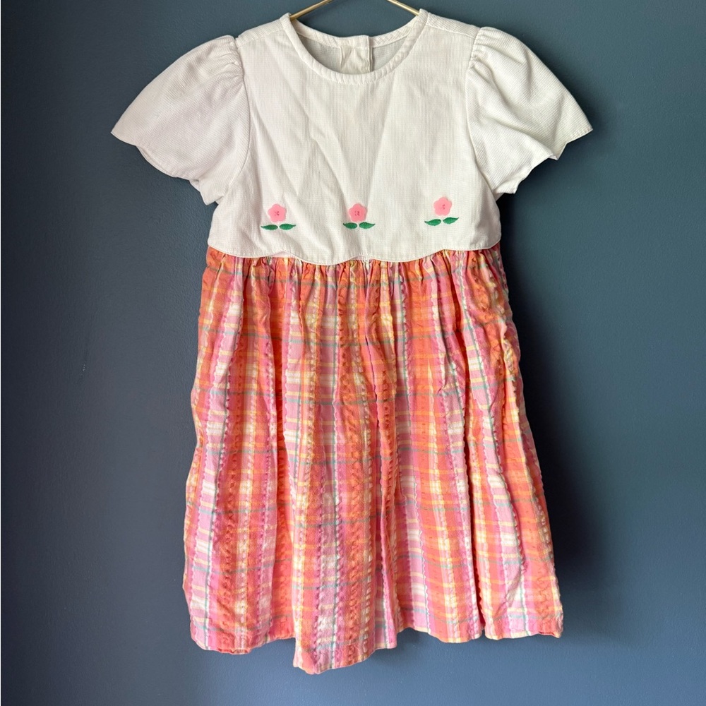 Vintage rainbow tag Gymboree‎ plaid and flower dress